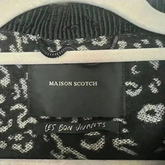 Maison Scotch Soda Jacket Size 2 Medium Wool Bomber Animal Full Zip Heavyweight - Picture 7 of 10